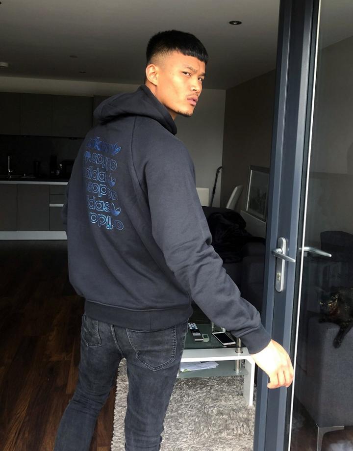 Adidas Originals Zeno Hoodie In Black With Central Trefoil Logos