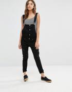 Daisy Street Overalls With Button Detail - Black