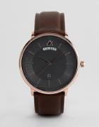 Asos Minimal Watch In Brown And Rose Gold With Day And Date Window - Brown