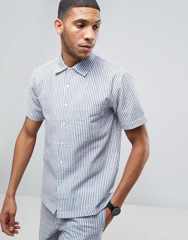 Nicce London Striped Shirt In Blue In Reg Fit - Blue