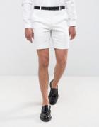 Asos Slim Mid Length Smart Shorts In Texture - Beige