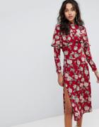 Flynn Skye Floral Midi Dress - Red