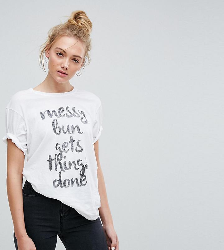 Noisy May Tall Slogan T-shirt - White