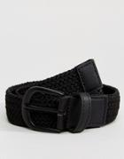 Asos Slim Woven Belt In Black - Black