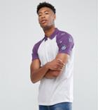 Asos Tall Raglan Polo With Floral Star Print Contrast Sleeves - White