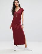 B.young V Neck Maxi Dress - Red