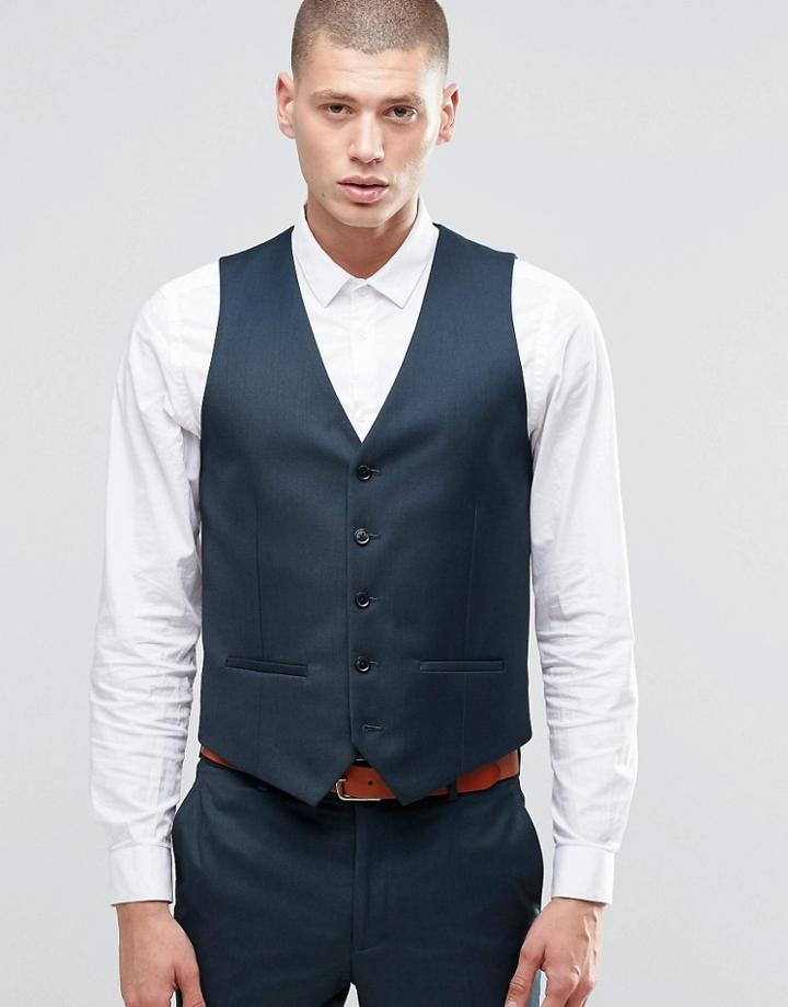 Farah Skinny Vest In Green - Bottle Green