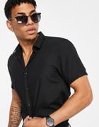 New Look Short Sleeve Poplin Shirt In Black