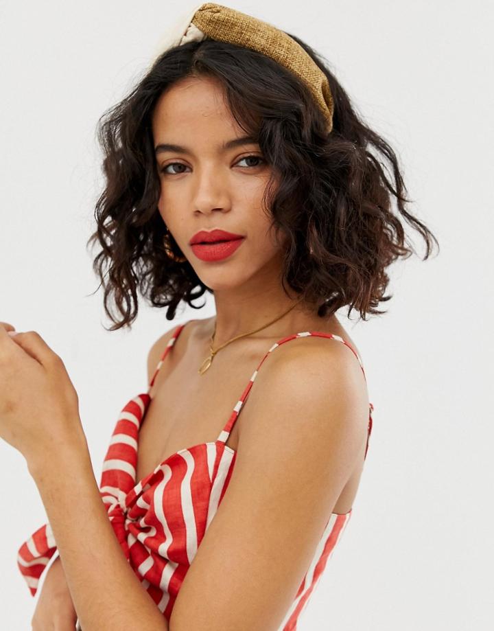 Asos Design Headband In Mixed Woven Fabrics-brown