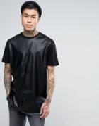 Asos Longline T-shirt In Leather Look - Black