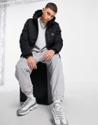 River Island Diamond Quilted Jacket With Hood In Black