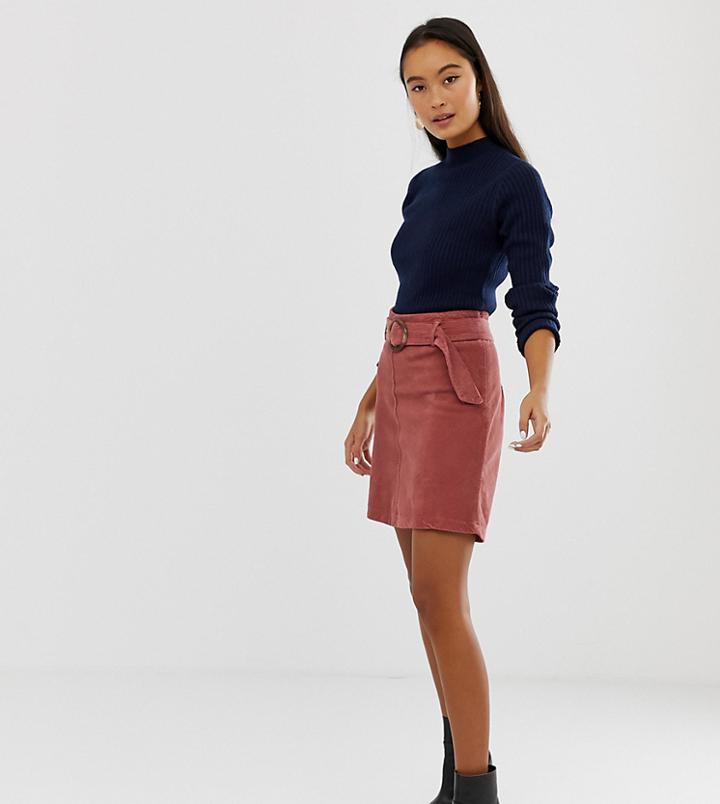 New Look Skirt With Buckles In Cord-pink