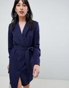 Unique 21 Tailored Belted Wrap Dress-navy