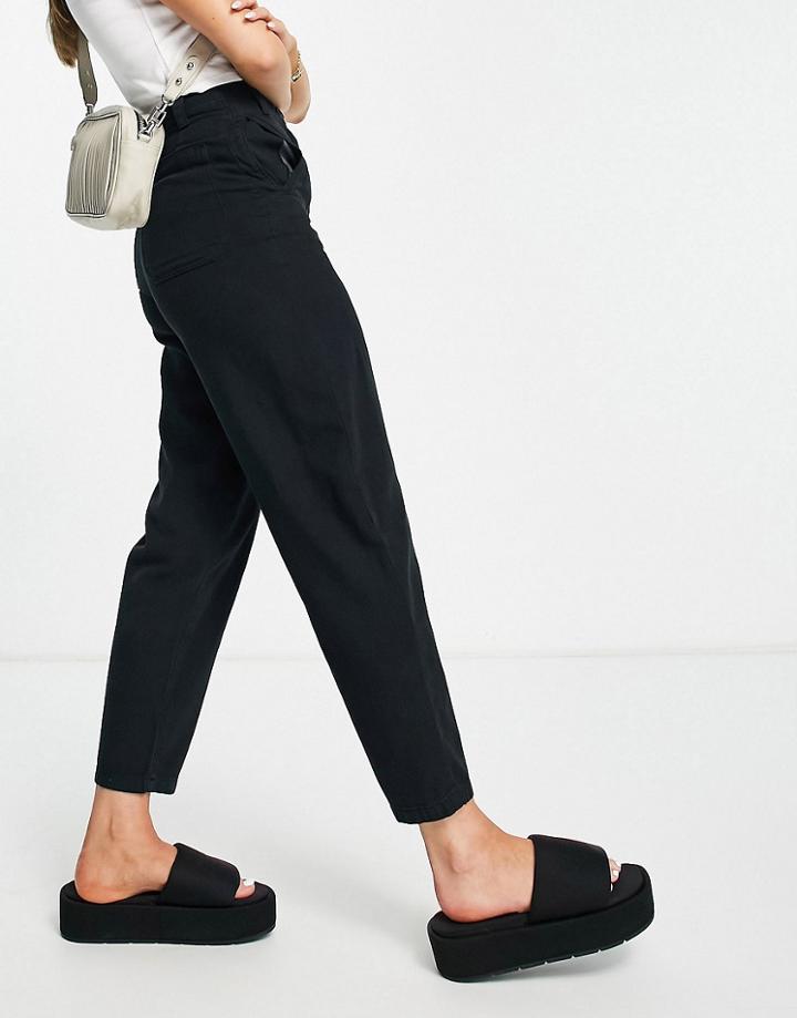 Topshop High Rise Lightweight Peg Pants In Black
