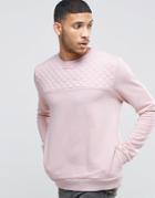 Kubban Quilted Paneled Sweater - Pink
