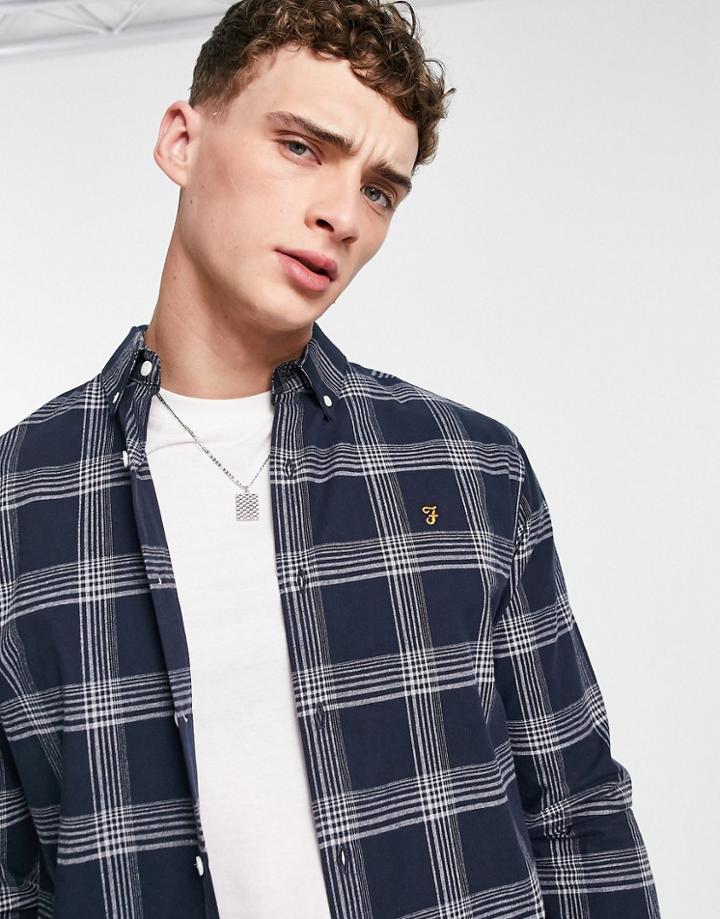 Farah Check Shirt In Navy