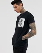 Religion T-shirt With Praying Skeleton Patch Print - Black