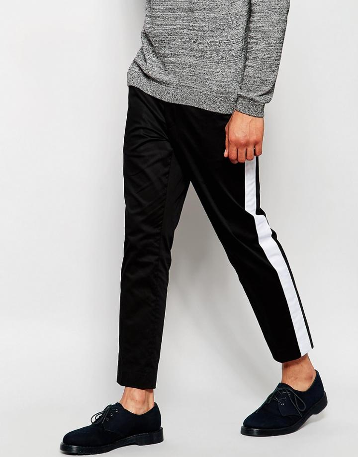 Asos Skinny Cropped Smart Pants With Panel Details - Black