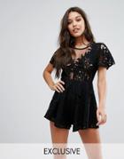 Love Triangle Lace Romper - Black