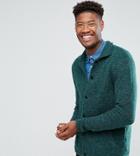 Asos Tall Knitted Harrington Jacket In Hairy Yarn In Green - Green