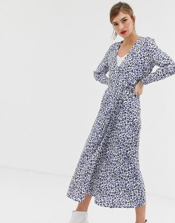 Custommade Maddie Wrap Dress In Leopard Print - Multi