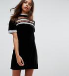 Fashion Union Petite High Neck Dress With Victoriana Ruffle Detail - Black