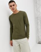 Another Influence Long Sleeve Muscle Fit Curved Hem Top-green