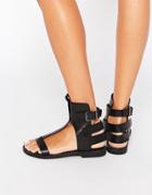 Sixtyseven Trivia Black Buckle Sandals - Black
