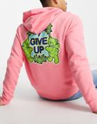 Asos Design Oversized Hoodie In Pink With Cartoon Bears Back Print