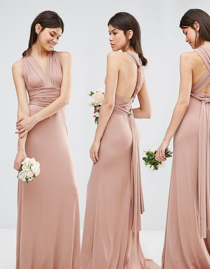 Tfnc Tall Wedding Multiway Fishtail Maxi Dress - Tan