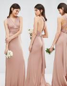 Tfnc Tall Wedding Multiway Fishtail Maxi Dress - Tan