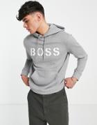 Boss Wetry Large Logo Overhead Hoodie In Gray