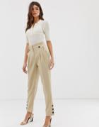 Y.a.s Button Detail Peg Pants - Beige