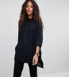 Asos Design Tall Soft Shirt In Sheer And Solid - Black