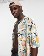 Pull & Bear Printed Shirt With Abstract Print In White