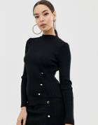 Lipsy Knitted Rib Sweater In Black Two-piece - Black