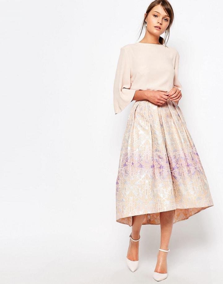 Closet Full Ball Skirt In Jaquard - Light Multi Jaquard