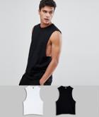 Asos Design Relaxed Fit Tank With Dropped Armhole 2 Pack Save - Multi