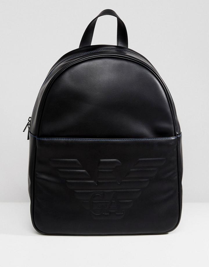 Emporio Armani Embossed Logo Backpack In Black - Black
