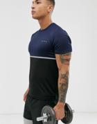 Asos 4505 Training T-shirt With Contrast Panel And Quick Dry - Navy