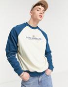 Asos Design Organic Oversized Raglan Sweatshirt With Collegiate Chest Print & Modesty Triangle-multi