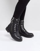 Selected Military Lace Up Boot - Black