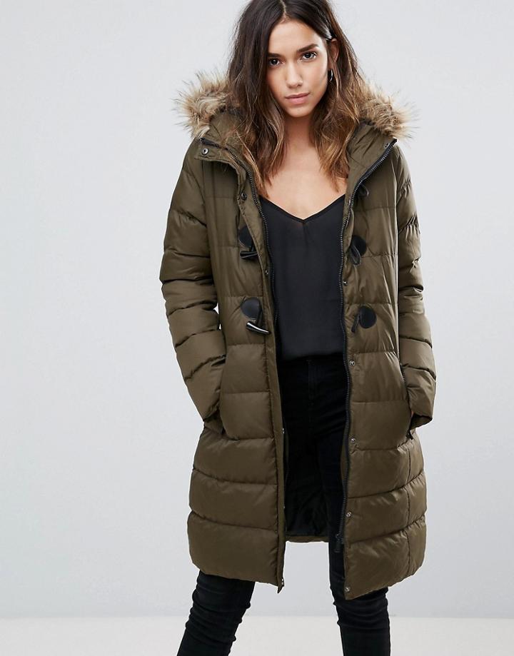 Brave Soul Mid Padded Coat - Green