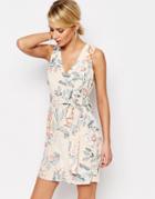 Neon Rose Shift Dress With Cut Out Back Detail In Floral - Multi