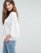 Brave Soul Bolero Frill Sleeve T-shirt - White