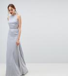 Jarlo Tall Open Back Maxi Dress With Train Detail-gray