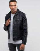 New Look Faux Leather Western Jacket With Revere Collar In Black - Bla