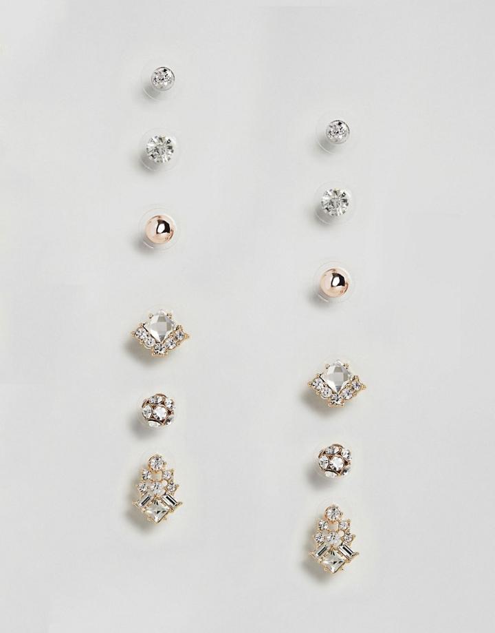 True Decadence Gold Embellished Stud Multi Pack Of Six (+) - Gold