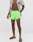 Asos Design Runner Swim Short In Neon Green