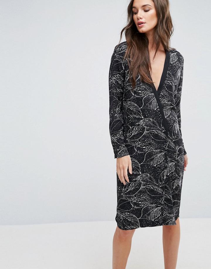 Y.a.s Beany Printed Wrap Dress - Black